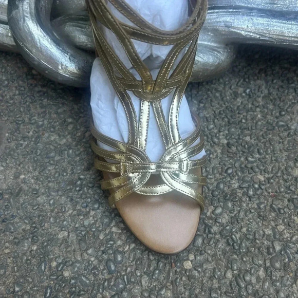 Cole Haan Gold Leather Verona Strappy High Heel Sandals Size 9.5 - Picture 9 of 10